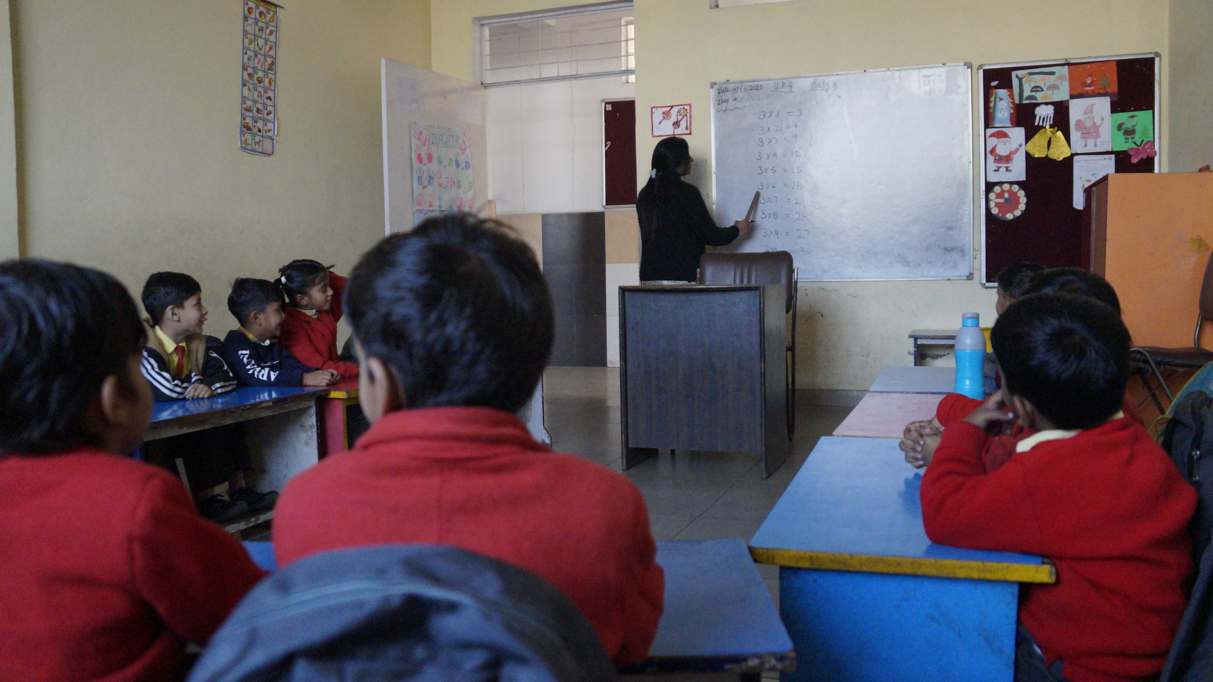 Students learning in a classroom